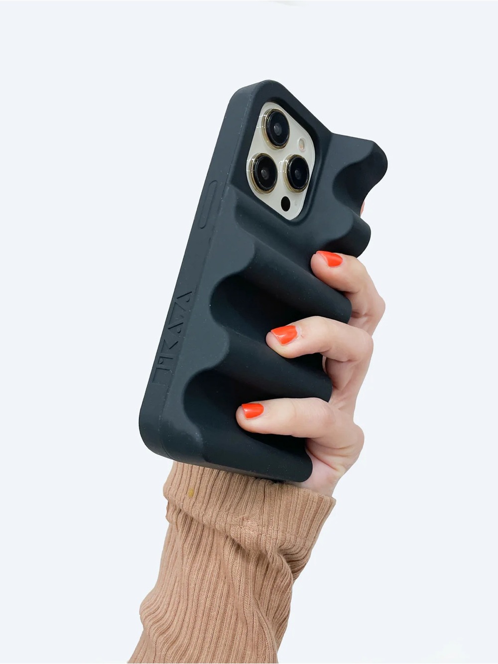 Ergonomic Wave Grip Silicone Black Phone Case - Bailey Hikawa
